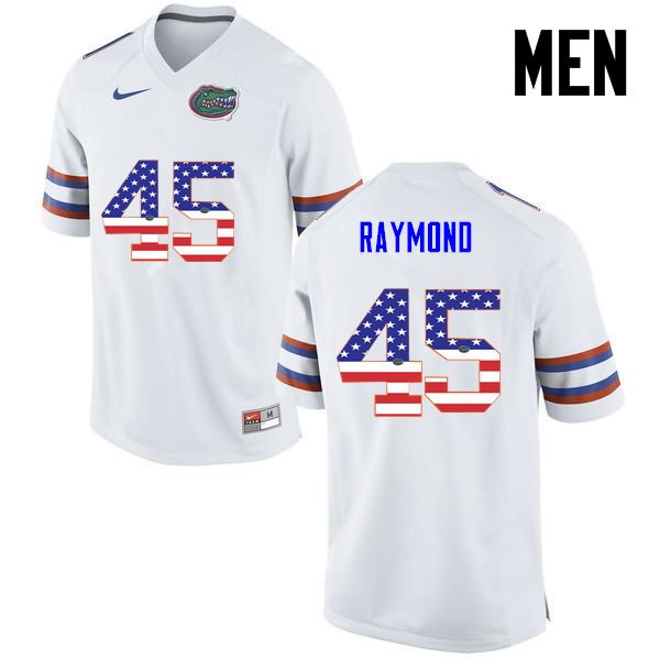 NCAA Florida Gators R.J. Raymond Men's #45 USA Flag Fashion Nike White Stitched Authentic College Football Jersey KAJ2264IO